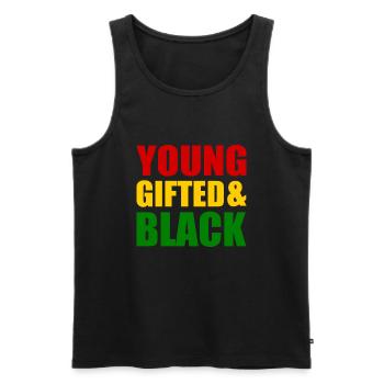 young gifted and black - Débardeur bio Premium Homme - noir - Devant - AI Model Male 178 light (178cm)