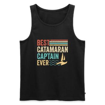 Catamaran Sailing Sailor Best Catamaran Captain - Men's Premium Organic Tank Top - black - Front - AI Model Male 178 light (178cm)