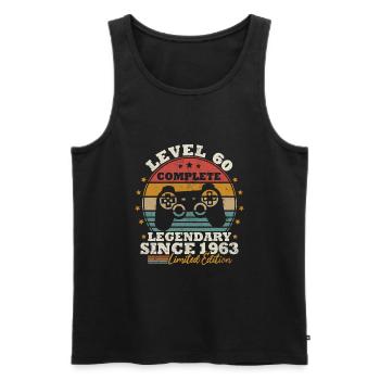 Level 60 freigeschaltet - Männer Premium Bio Tank Top - Schwarz - Vorne - AI Model Male 178 light (178cm)