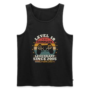 Level 18 unlocked - Men's Premium Organic Tank Top - black - Front - AI Model Male 178 light (178cm)