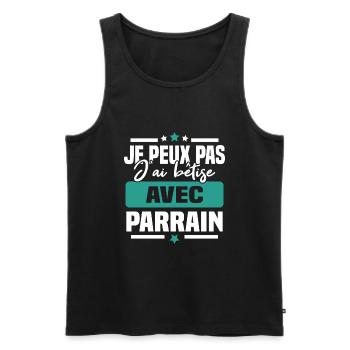 Je peux pas j ai bêtise avec parrain - Débardeur bio Premium Homme - noir - Devant - Michal (187cm)