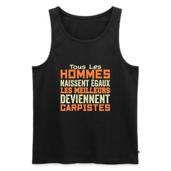 Carpiste Homme Pêcheur Pêche Poisson Cadeau Humour - Débardeur bio Premium Homme - noir - Devant - Michal (187cm)