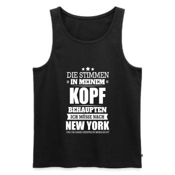 STIMMEN IM KOPF - NEW YORK - Männer Premium Bio Tank Top - Schwarz - Vorne - Michal (187cm)