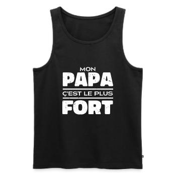 Mon Papa C'est Le Plus Fort - Débardeur bio Premium Homme - noir - Devant - Michal (187cm)