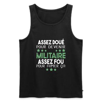 Militaire Armée Régiment Soldat Humour Cadeau - Débardeur bio Premium Homme - noir - Devant - Michal (187cm)