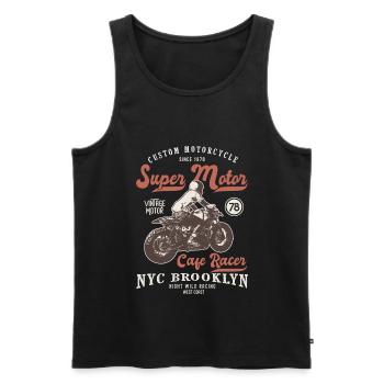 super motor racer mortorcycle custom moto vintage - Débardeur bio Premium Homme - noir - Devant - Michal (187cm)