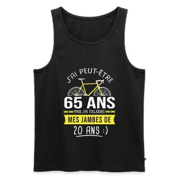 cycliste 65 ans humour anniversaire 65 ans vélo - Débardeur bio Premium Homme - noir - Devant - Michal (187cm)
