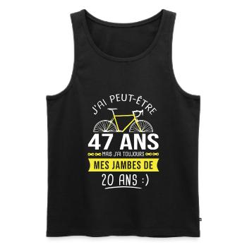 cycliste 47 ans humour anniversaire 47 ans - Débardeur bio Premium Homme - noir - Devant - AI Model Male 178 light (178cm)