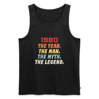 1980 Geburtstagsgeschenk, Legenden geboren 1980 - Männer Premium Bio Tank Top - Schwarz - Vorne - Michal (187cm)