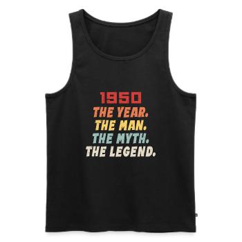 1950 Birthday present, legends born 1950 - Men's Premium Organic Tank Top - black - Front - Michal (187cm)
