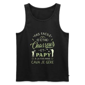 Grand Père Chasseur Humour Chasse Papy Papi Pépé - Débardeur bio Premium Homme - noir - Devant - AI Model Male 178 light (178cm)