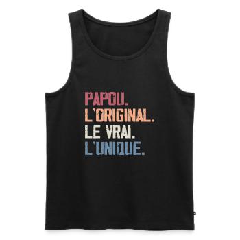 Papou L'original Le Vrai L'unique Cadeau Rétro - Débardeur bio Premium Homme - noir - Devant - Michal (187cm)