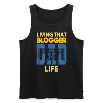 Living That Blogger Dad Life Blogger Papa - Männer Premium Bio Tank Top - Schwarz - Vorne - AI Model Male 178 light (178cm)