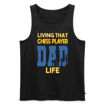 Living That Chess Player Dad Life Schach Papa - Men's Premium Organic Tank Top - black - Front - AI Model Male 178 light (178cm)