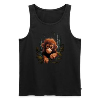 Orang-outan Bébé Louveteau Orang-outan Singe - Débardeur bio Premium Homme - noir - Devant - Michal (187cm)
