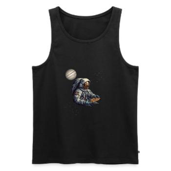Astronaut in space with pizza, pizza slice, pizzeria - Men's Premium Organic Tank Top - black - Front - AI Model Male 178 light (178cm)