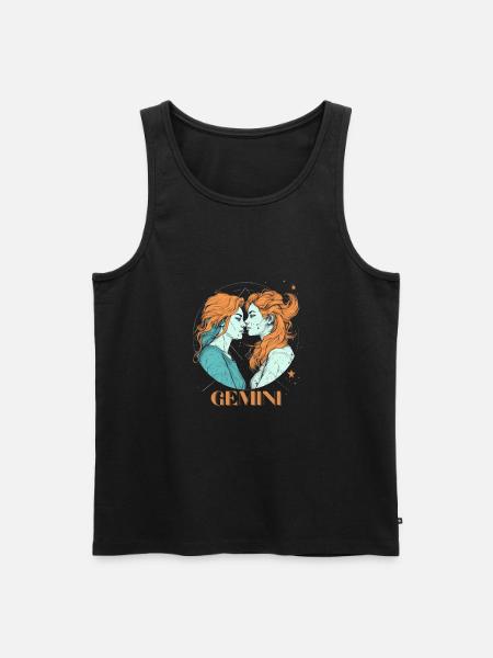 Zodiac Sign Gemini Lesbian Gay Women Design - Débardeur bio Premium Homme - noir