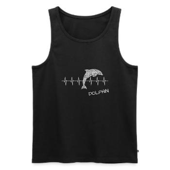 Dolphin Heartbeat Herzschlag Delfin - Männer Premium Bio Tank Top - Schwarz - Vorne - Michal (187cm)