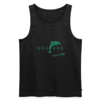 Dolphin Heartbeat Herzschlag Delfin - Männer Premium Bio Tank Top - Schwarz - Vorne - Michal (187cm)