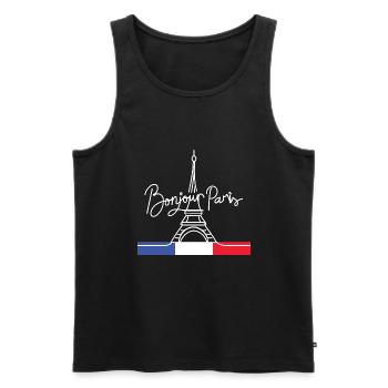 Cadeau Design graphique Paris Tour Eiffel France - Débardeur bio Premium Homme - noir - Devant - AI Model Male 178 light (178cm)