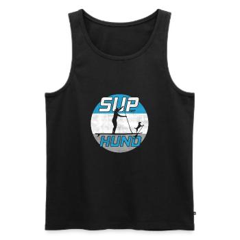SUP avec chien - Stand Up Paddle Paddling iSUP - Débardeur bio Premium Homme - noir - Devant - AI Model Male 178 light (178cm)