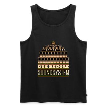 Système de son Dub reggae - Débardeur bio Premium Homme - noir - Devant - AI Model Male 178 light (178cm)