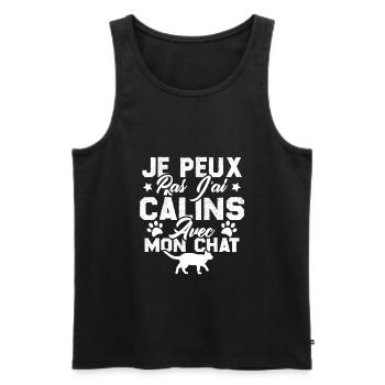 je peux pas j'ai câlins avec mon chat - Débardeur bio Premium Homme - noir - Devant - AI Model Male 178 light (178cm)