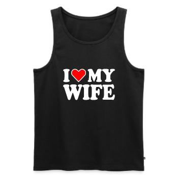 I love my wife - Débardeur bio Premium Homme - noir - Devant - Michal (187cm)