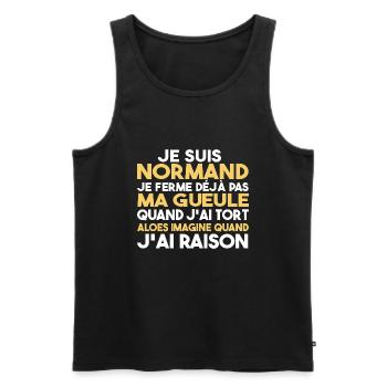 Normande Je Ferme Pas Ma Gueule Normandie Humour - Débardeur bio Premium Homme - noir - Devant - AI Model Male 178 light (178cm)