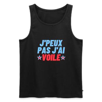 J peux pas j ai voile - Débardeur bio Premium Homme - noir - Devant - AI Model Male 178 light (178cm)