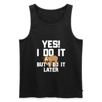 Faultier Spruch - Männer Premium Bio Tank Top - Schwarz - Vorne - AI Model Male 178 light (178cm)
