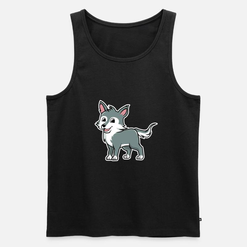 Süßer Wolf - Männer Premium Bio Tank Top - Schwarz