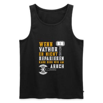 Wikinger Vatertag Vater Vathor Handwerker - Männer Premium Bio Tank Top - Schwarz - Vorne - Michal (187cm)