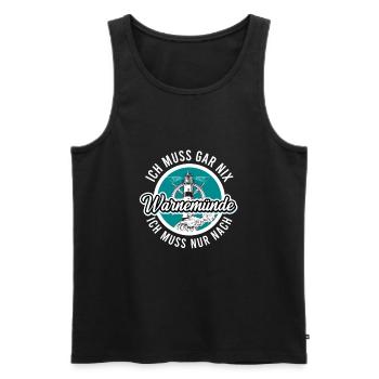 Warnemünde - Männer Premium Bio Tank Top - Schwarz - Vorne - AI Model Male 178 light (178cm)