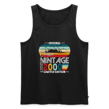 Born 2000 22nd Birthday Gift August Fun - Men's Premium Organic Tank Top - black - Front - AI Model Male 178 light (178cm)