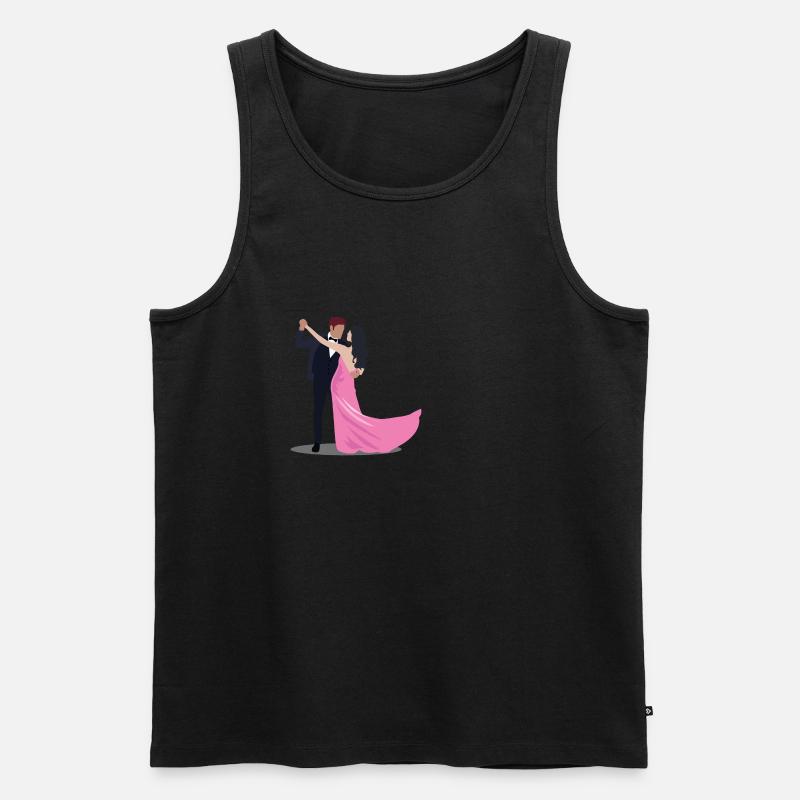 Dancing Silhouette Couple Dancers Romantic Dance - Männer Premium Bio Tank Top - Schwarz