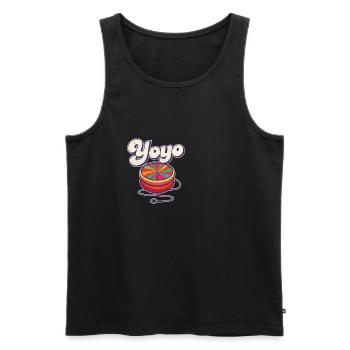 70's Yoyo Colorful Retro Vintage - Männer Premium Bio Tank Top - Schwarz - Vorne - AI Model Male 178 light (178cm)