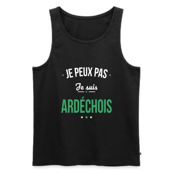 Je peux pas je suis Ardéchois - Débardeur bio Premium Homme - noir - Devant - AI Model Male 178 light (178cm)