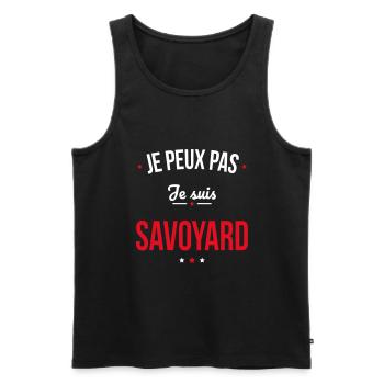 Je peux pas je suis Savoyard - Débardeur bio Premium Homme - noir - Devant - AI Model Male 178 light (178cm)