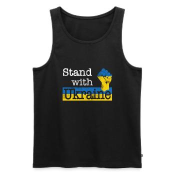 Stand with Ukraine! white blue yellow - Men's Premium Organic Tank Top - black - Front - Michal (187cm)