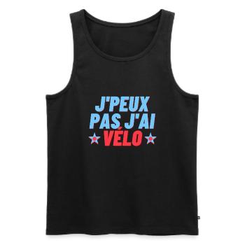 Je peux pas j ai vélo - Débardeur bio Premium Homme - noir - Devant - Michal (187cm)