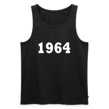 1964 - Men's Premium Organic Tank Top - black - Front - AI Model Male 178 light (178cm)