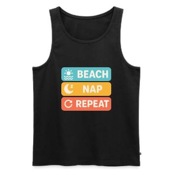 Sommer "Beach Nap Repeat" – Lustiges Urlaubsdesign - Männer Premium Bio Tank Top - Schwarz - Vorne - Michal (187cm)