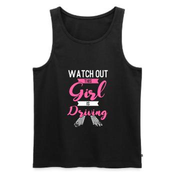 Driver's license Girl Driving Girl Driver's License - Men's Premium Organic Tank Top - black - Front - AI Model Male 178 light (178cm)