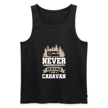 Caravan Old Man Caravan Camping Gift - Men's Premium Organic Tank Top - black - Front - AI Model Male 178 light (178cm)