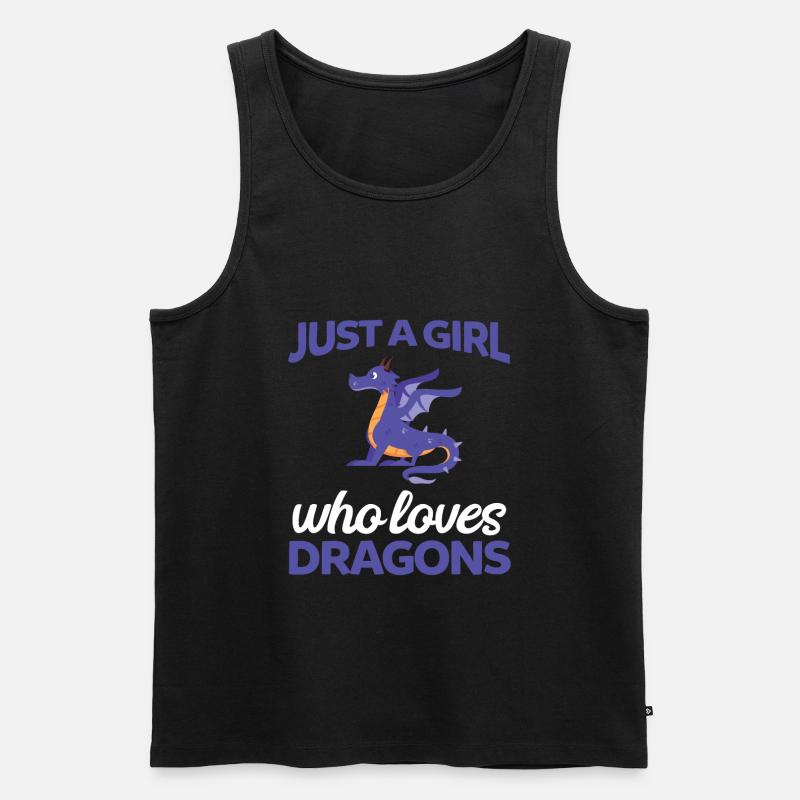 Drache Mädchen Drachen Geschenk - Männer Premium Bio Tank Top - Schwarz