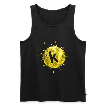 stain yellow k - Men's Premium Organic Tank Top - black - Front - AI Model Male 178 light (178cm)