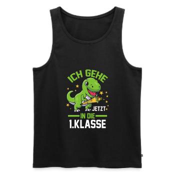 1. Klasse Einschulung Dino Geschenk - Männer Premium Bio Tank Top - Schwarz - Vorne - Michal (187cm)