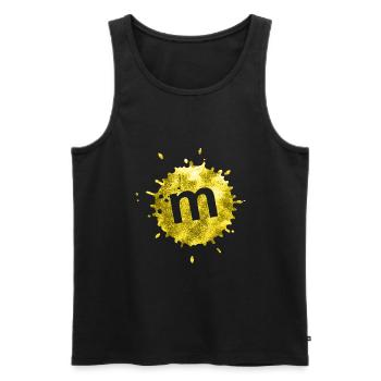 stain yellow m - Men's Premium Organic Tank Top - black - Front - AI Model Male 178 light (178cm)