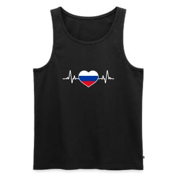 Russland-Flagge Heartbeat Russland Russische - Männer Premium Bio Tank Top - Schwarz - Vorne - Michal (187cm)